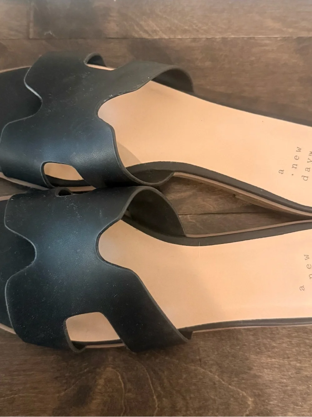 A New Day Black H Band Slide Sandals from Target, Women Size 7